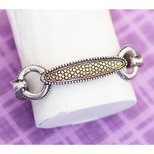 Vintage Dragon Scale Gold Tone Link Bracelet 7 1/2 Inch - V12